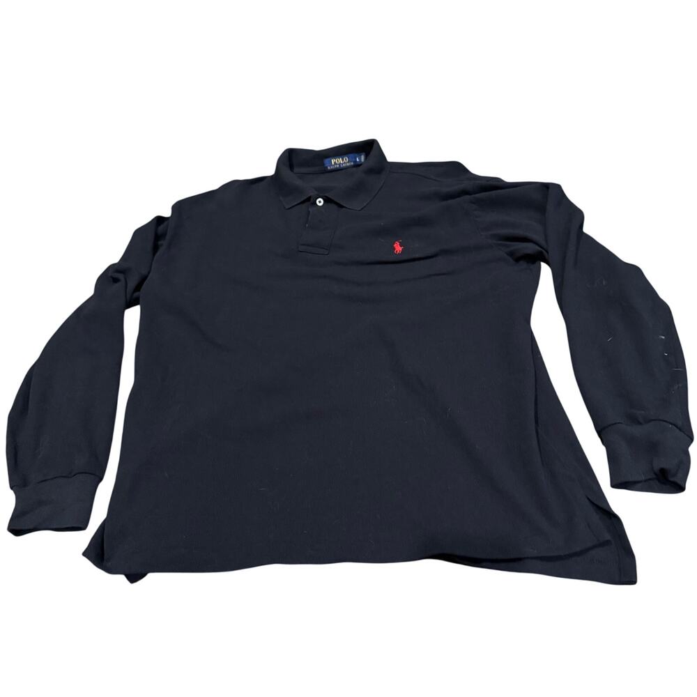 Polo Ralph Lauren Cotton Interlock Long-Sleeve Polo Shirt Black Size Large